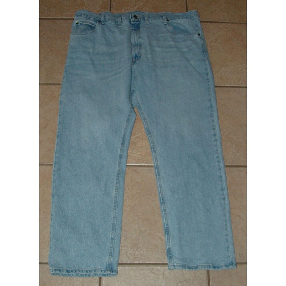 WRANGLER Light Denim Mens 44X30 Casual Wear Cotton Straight Leg Blue Jeans